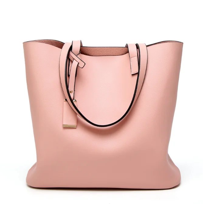 simple design leisure microfiber vegan leather daily tote set  women shoulder bag