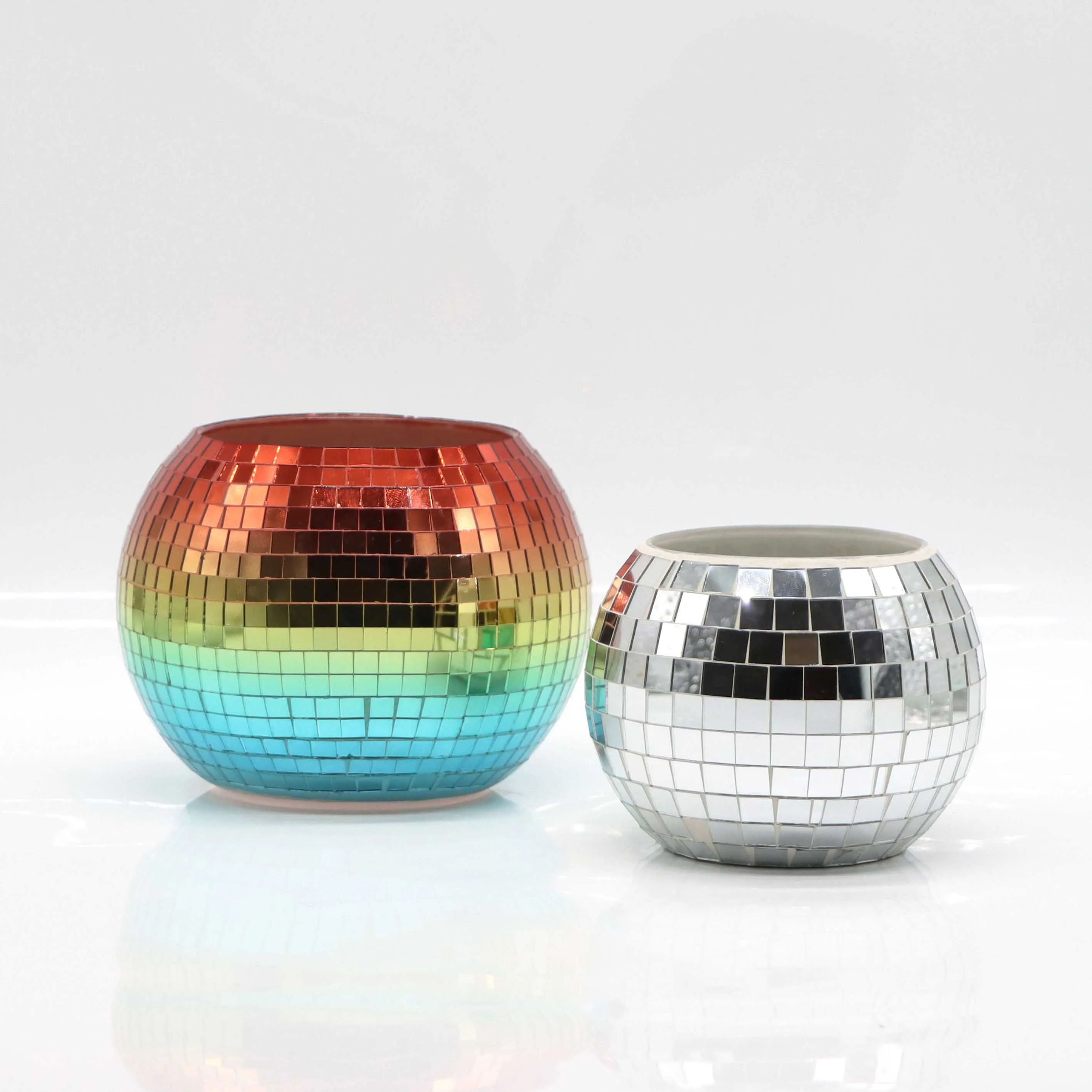 Ручной Работы Красочный Диско Зеркальный Шар Стеклянный Подсвечник Держатель мозаика подсвечник набор фонарей для свадебного