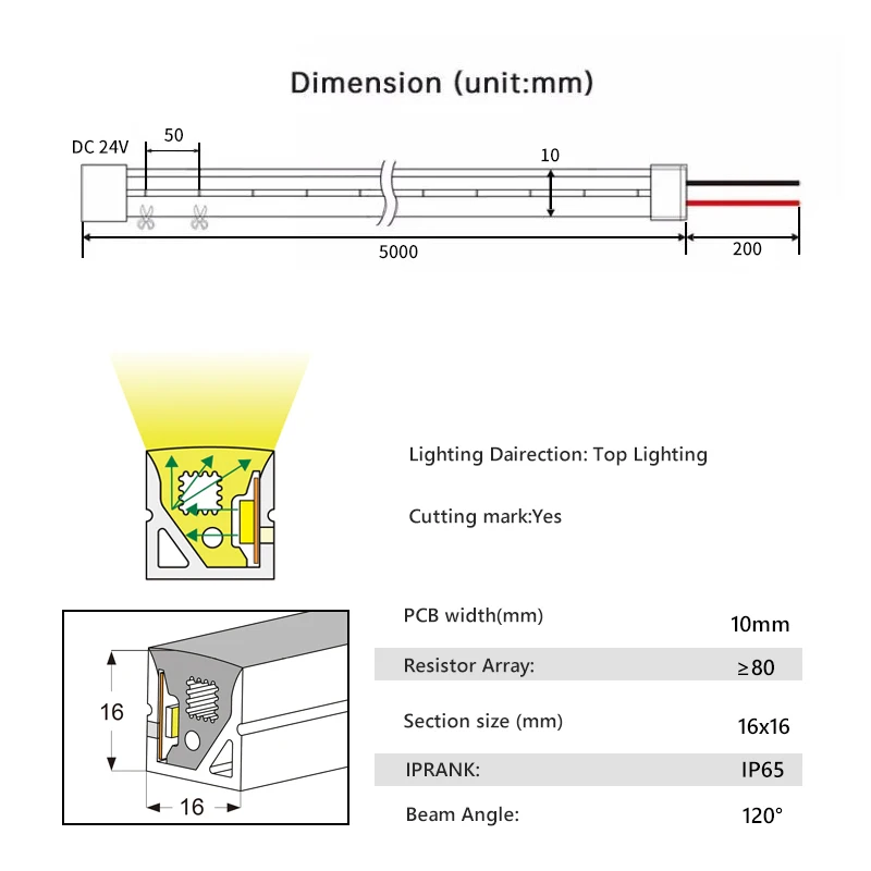 16*16mm silicone flexible neon strip 12v 24v waterproof light emitting diode rope rgb light emitting diode neon strip light