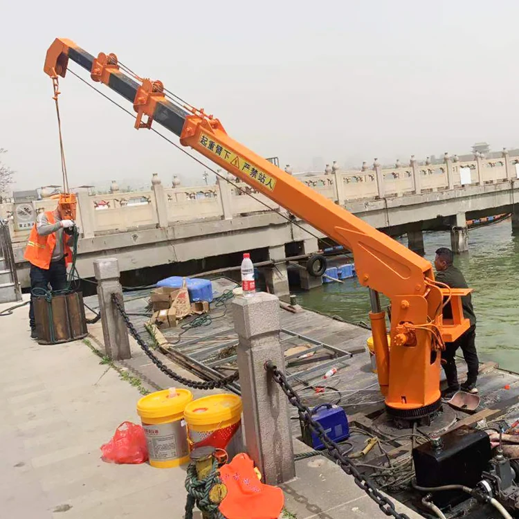 Telescopic Boom Fixed Hydraulic Crane Ship and Fishing Boat Hydraulic Crane from Wharf for Floating Cranes