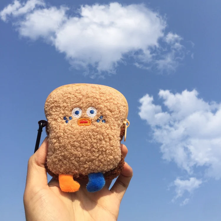 Custom Mini Kawaii Coin Pouch Cartoon Bread Keyring Keychain Plush Coin Purses