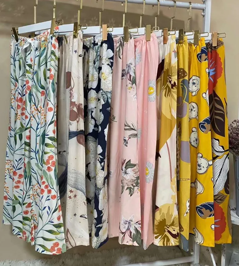 Брюки женские с цветочным принтом, повседневные квадратные Длинные широкие штаны с кулиской, большие размеры, на осень