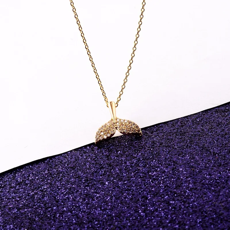 Aug jewelry Hot sale 18K real gold plated fish tail pendant clavicle chain diamond fashion trend necklace