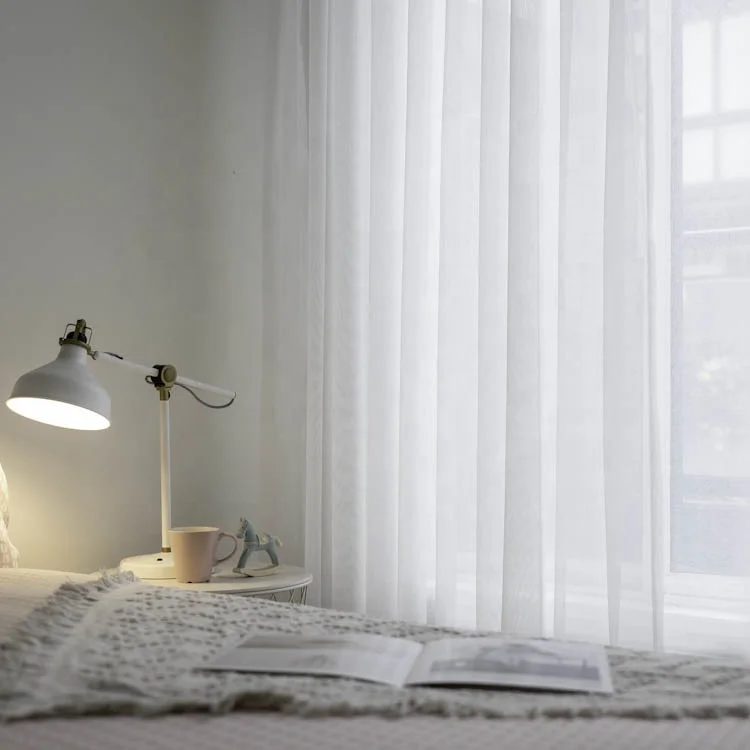 home window decoration polyester voile gauze transparent tulle sheer curtain