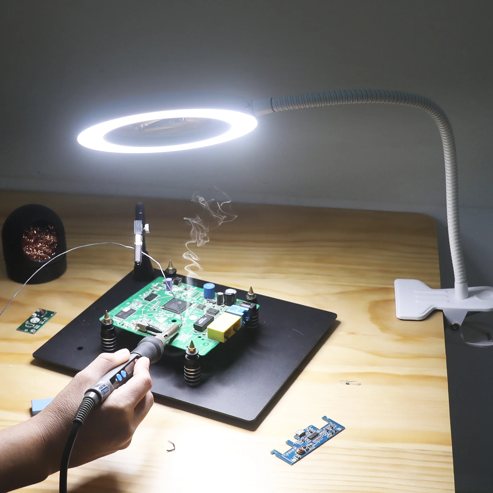 5X увеличительное стекло с 72 SMD светодиодными лампами 3 цветовых режима бесступенчатое затемняемое реальное светодиодная увеличительная настольная лампа для чтения