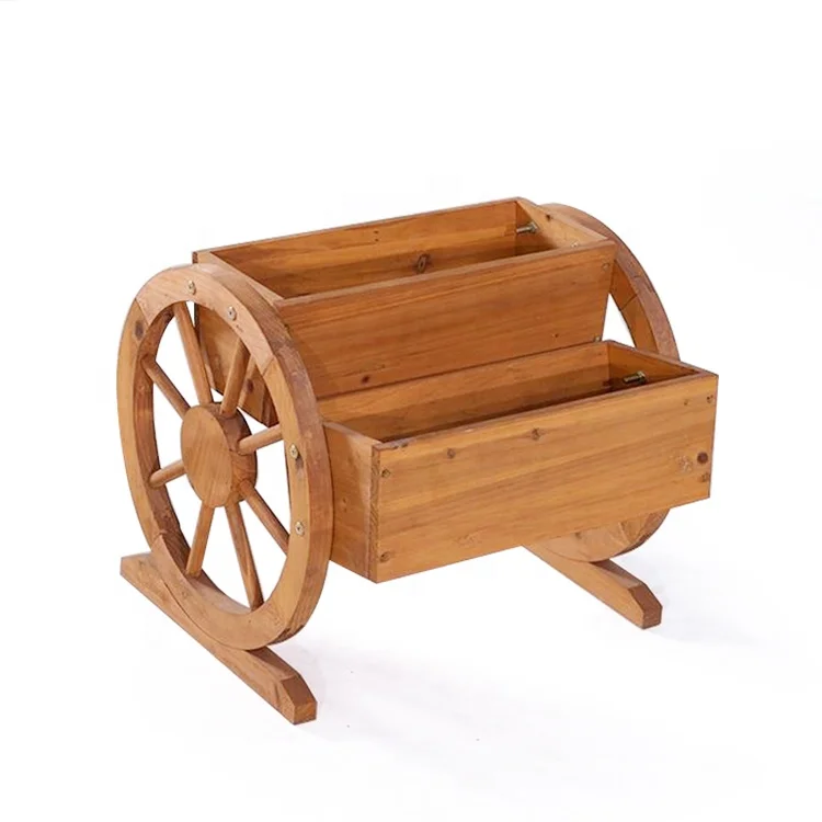 Plant Pot, Planter Box Wooden Garden Wheel Flower Vase POTS Flower Basket Flower Tub Flower Kettle/sprinkler Flower/green Plant