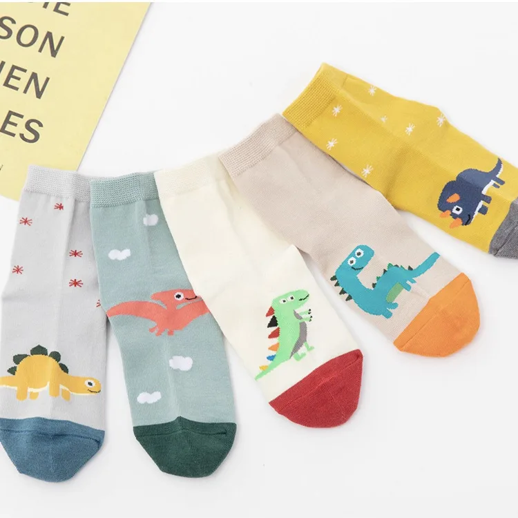 High Quality Infant Crew Baby Socks Cotton Cute Animal Printed Cartoon Dinosaur Baby Socks Newborn