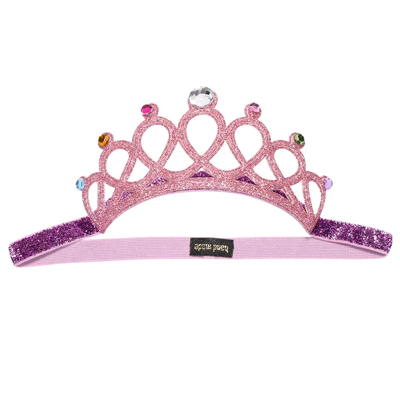 Sweet Children Hair Accessories Kid Headband With Crown For Birthday Party and Costume Elegant Princess Toddler Elastic Headwear