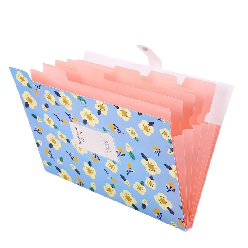 Portable Accordion Folder Document Organizer Portfolio Folder A4 Paper Expanding File Folder with 6 Pockets