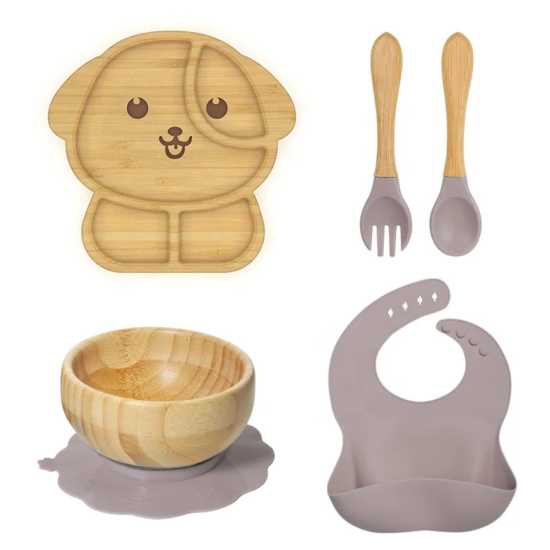 Custom Eco-friendly baby plate Bamboo baby plate Children tableware animal dish Bamboo plate