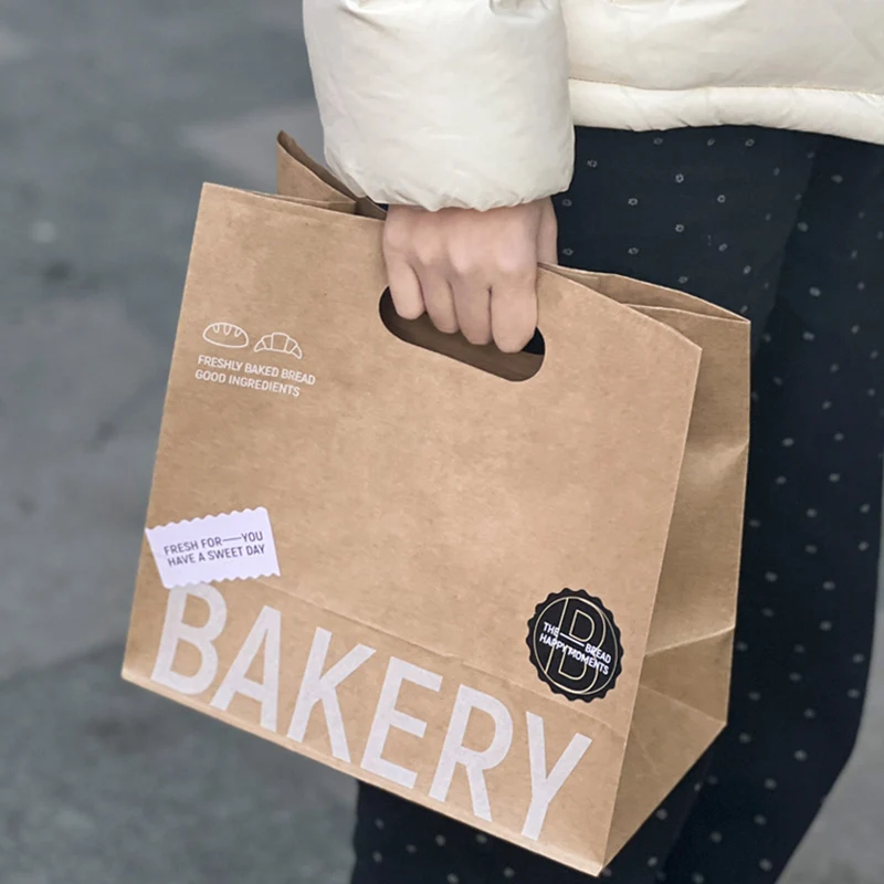 Food Sandwich Takeaway Packaging Bread Bag Design Customized For Fruit And Vegetable Eco-Friendly Shopping Paper Bags