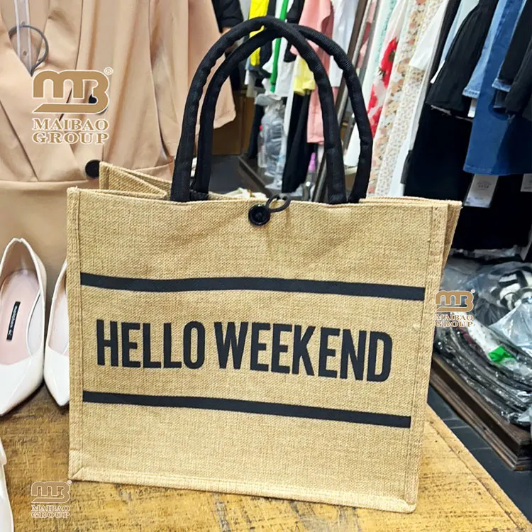 Lamination burlap custom logo color eco friendly grocery tote bags reusable sac en wedding gift jute shopping bag