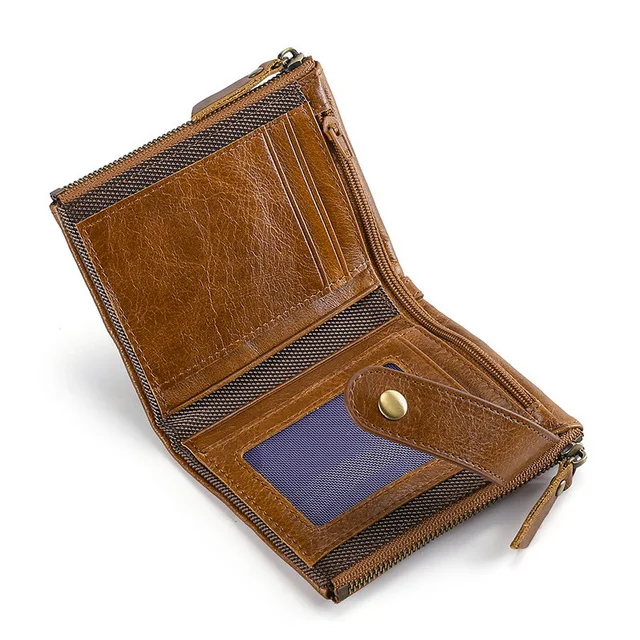 Vintage Men Wallet Genuine Leather Short Wallets Cowhide man Purse Coin Pocket wallet