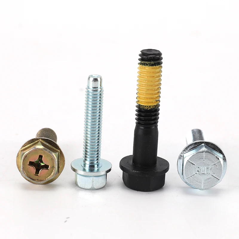 8mm flange bolts grade 4 6 8 custom hex flange din6921 hex slot bolt 6x60 Zinc Plated Customized Bolt and nuts factory