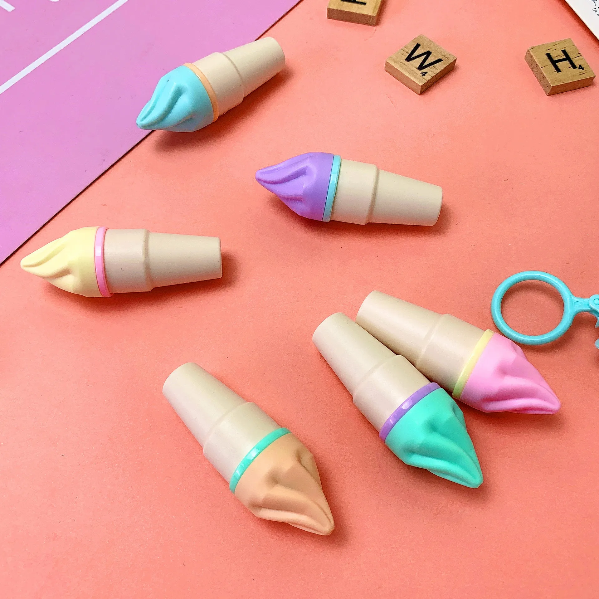Promotional creative marker pen cute mini cone shape highlighter pen school use  highlighter pen for children