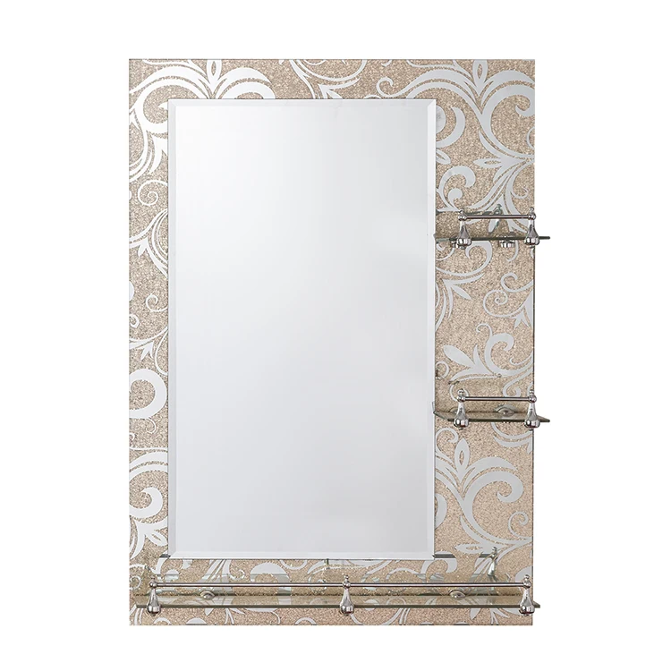 Bathroom mirror with glass shelf large decorative wall mirror wholesale