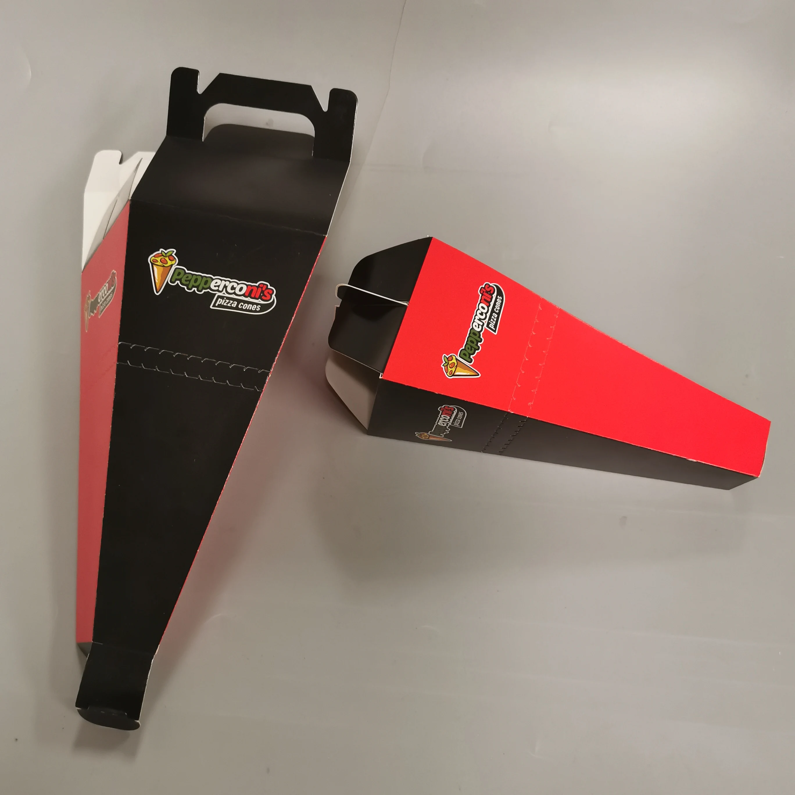 Custom disposable pizza carton box take away fast pizza cone food boxs packaging container