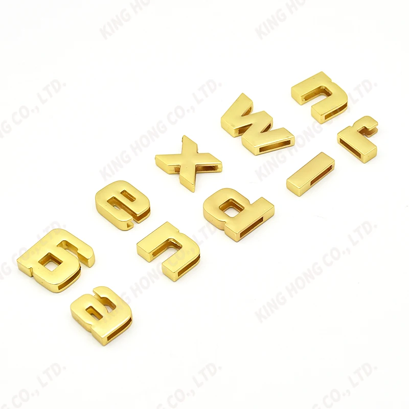 Recycled option High Quality hollowed English numbers alloy Metal English Alphabet Letter For bags belt Clothing accessoires