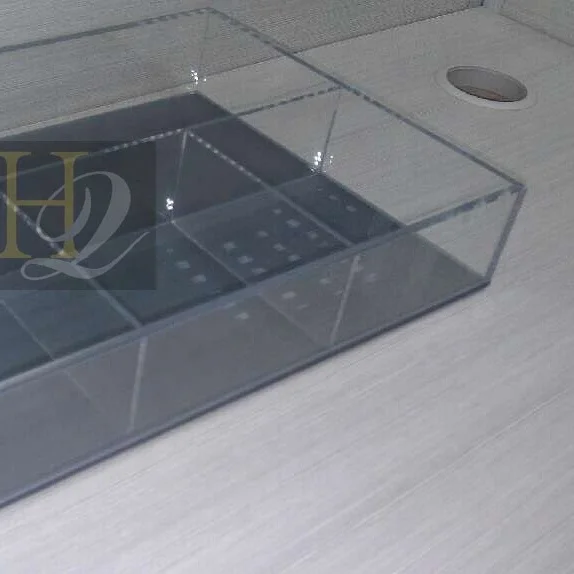 Wholesale custom clear acrylic storage box rectangle acrylic tray with divider