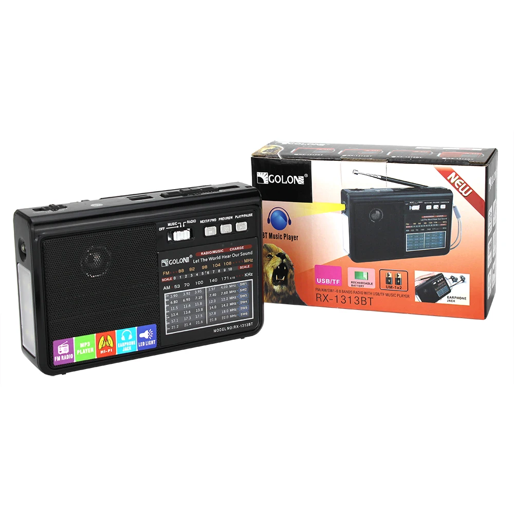 FM AM SW1-6 8 группа многодиапазонный радиоприемник с USB/TF/разъем для наушников RX-1313BT