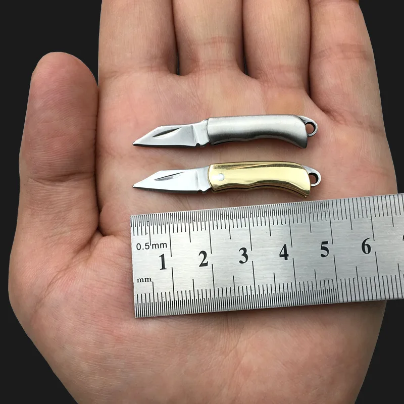 Outdoor Camping tactical mini pocket folding knife 440C blade brass+wood handle camping hunting outdoor survival EDC tools