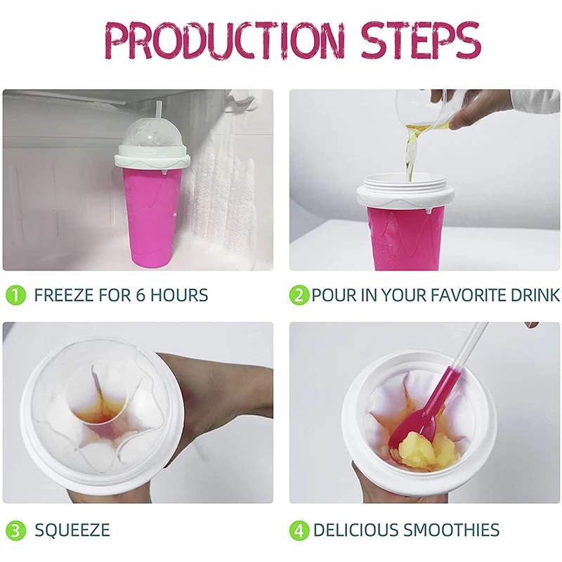 Wholesale Silicone Slushie Maker Cup Double Layer Squeeze Slushy Maker Ice Cream Quick Frozen Smoothies Cup