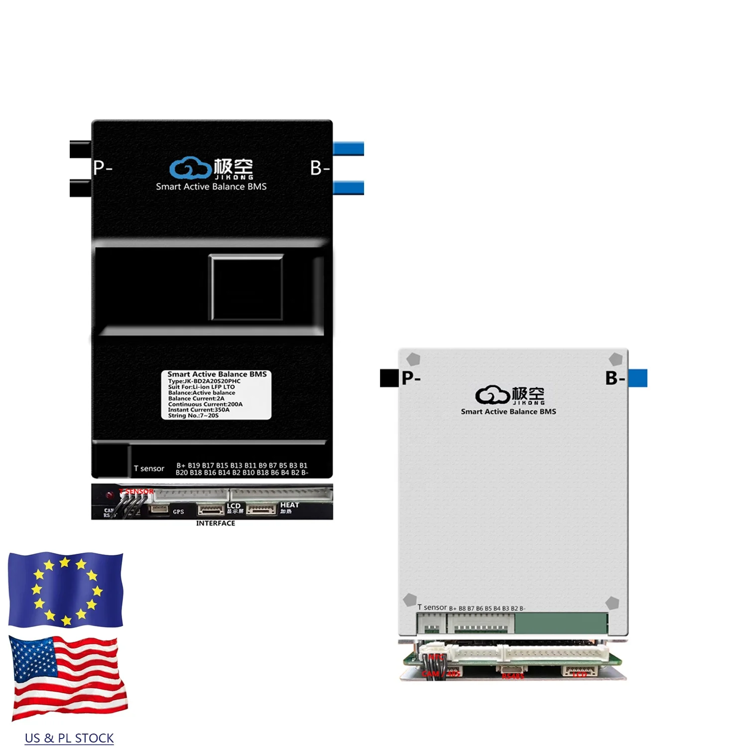 JKBMS US EU Stock DDP Smart Battery Balancer BMS 7~24S 40~200A 0.4~2A Smart Active Balancer LFP Li-ion LTO RS485 CAN BT