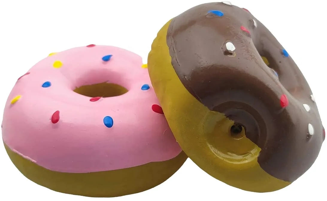 wholesale free sample customized design rubber latex squeaky donut shape dog chew toys pet toys
