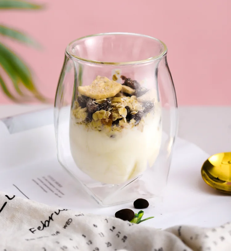 High borosilicate hydrochloric acid heat-resistant glass anti scalding double-layer fruit juice wine coffee cup