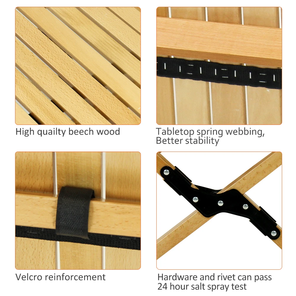 Tianye New Fashion Outdoor Garden High Quality Picnic Portable Beech Wood Folding Egg Roll Camping Table