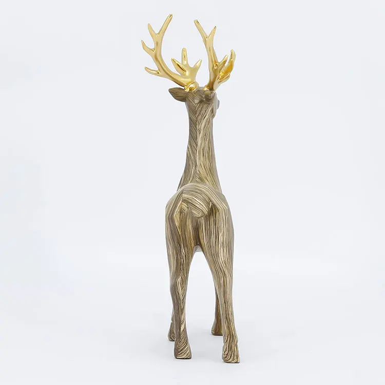 Jiayi Resin Custom Deer Statue Sets with Golden Antlers For Xmas Decoration