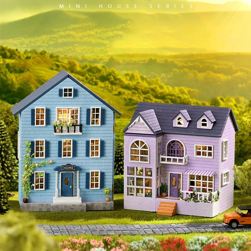 Creative Room Idea Furniture Mini 3D Wooden Doll House Craft Model Toys Diy Miniature Dollhouse Kit