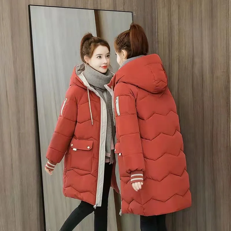 2022 Winter Women Jacket Coats Long Female Down Hooded Overcoat Thick Warm Jackets