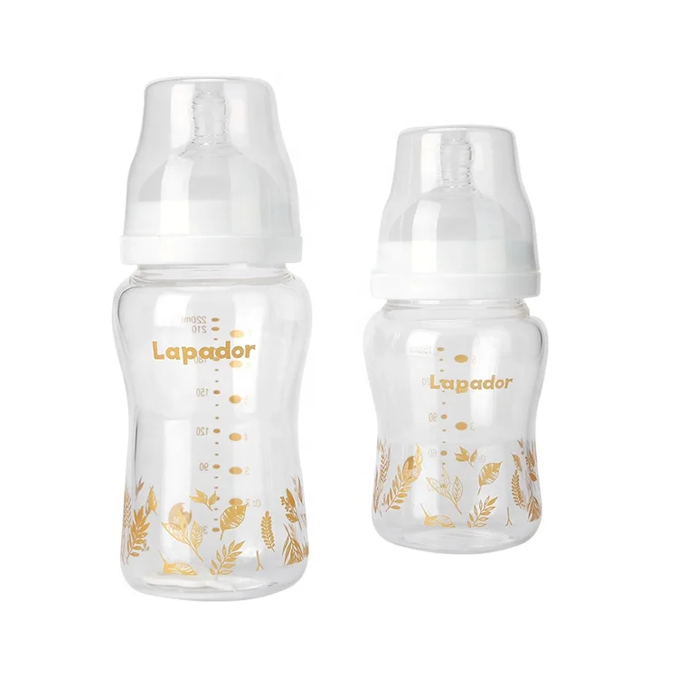 High Quality Glass Feeding Bottle Newborn Baby Anti Fall Variable Flow BPA Free Wide Mouth