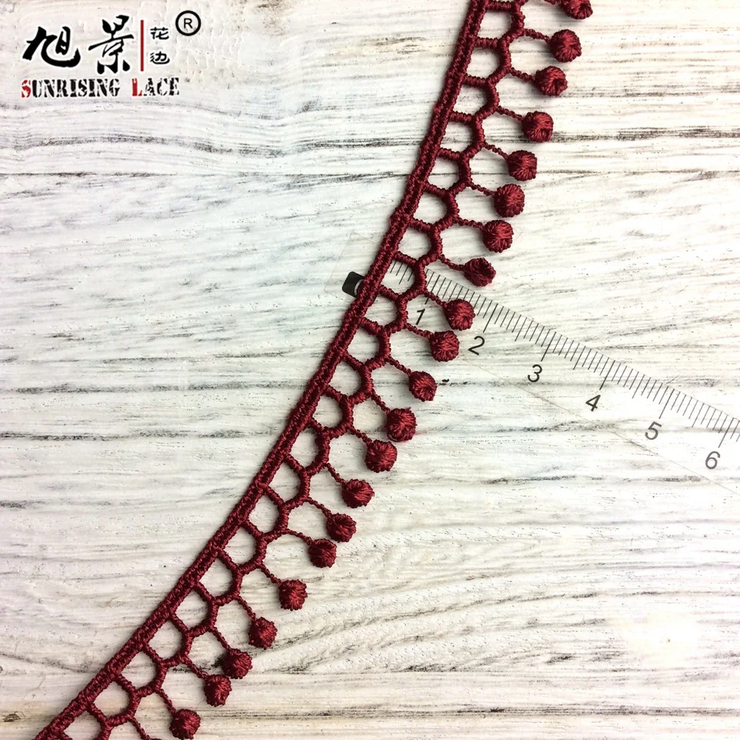 Lace Factory Colorful Pompom Trimming Mini Cotton Guipure Embroidery Pom Pom Lace Trim