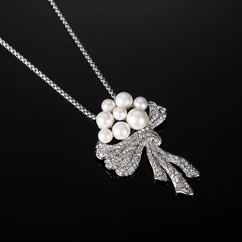 Factory Temperament Flower Micro-Inlaid Zircon Upscale Clothing Pin Women Crystal Rhinestone Pearl Brooch