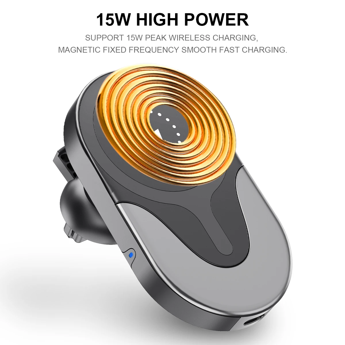 Chinese Supplier Car Electronic Matt 15W Fast Charging Smart Sensor Magnetic Mobile Stand Wireless Charger For Car For Samsung