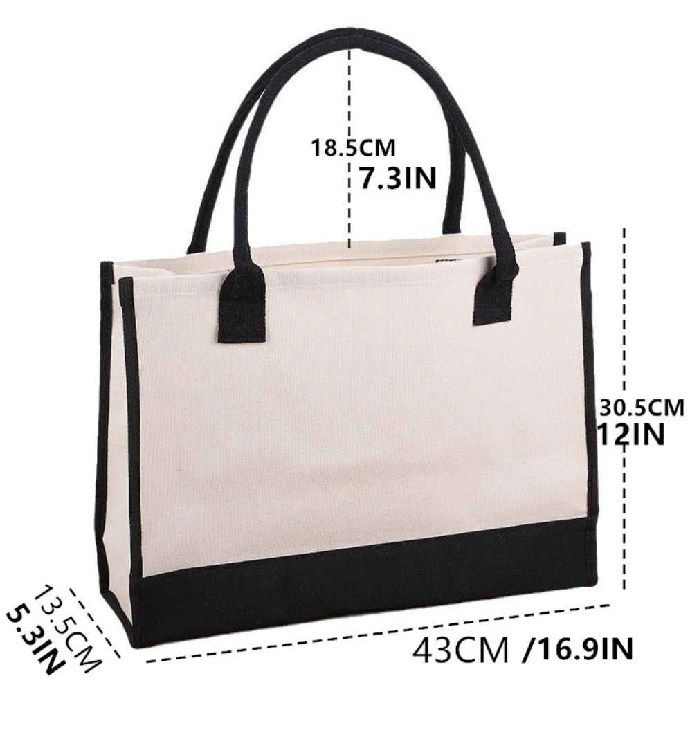 Wholesale Personalized Mother Designs Printed Shopping Bags Large Capacity Cotton Linen Portable Beach Bag Women Canvas Handbag