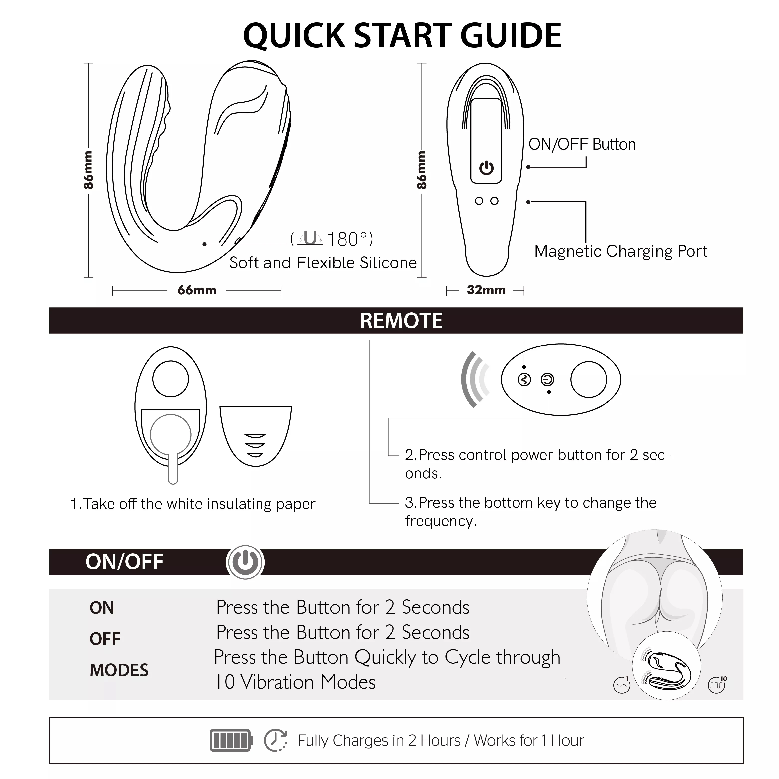 Private Pleasure G Spot Hand Massage Anal Clitoris Sex Toy U Shaped Vibrator