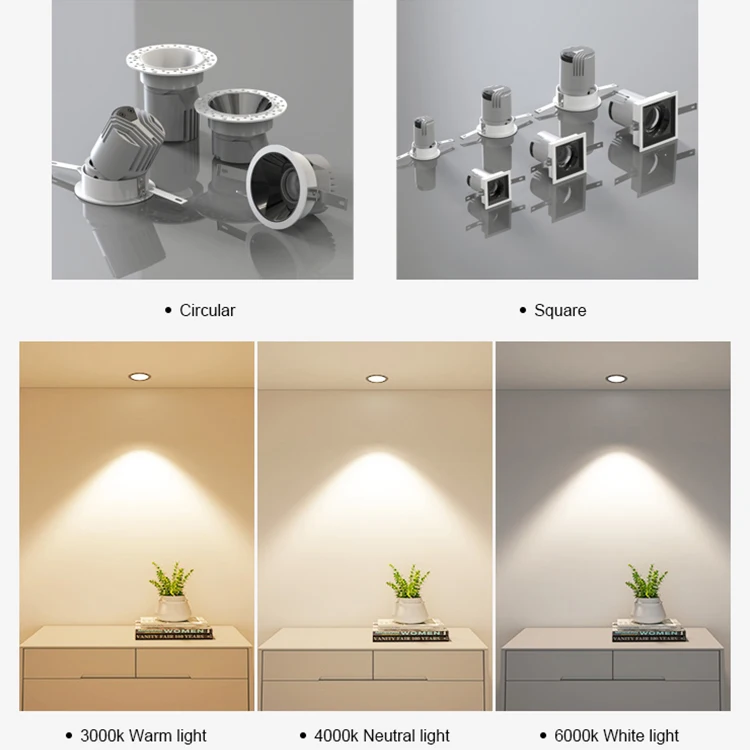 Indoor Anti Glare Rcessed Square Round Aluminum 20w 25w Led Wall Washer Light