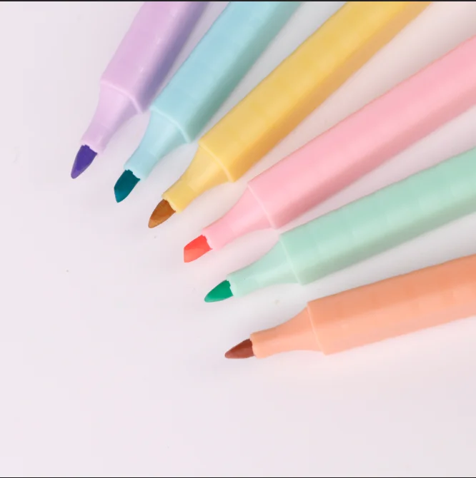 6-Pack Cute Aesthetic Highlighters Metallic Colors Oblique Chisel Tip for School Writing on Paper