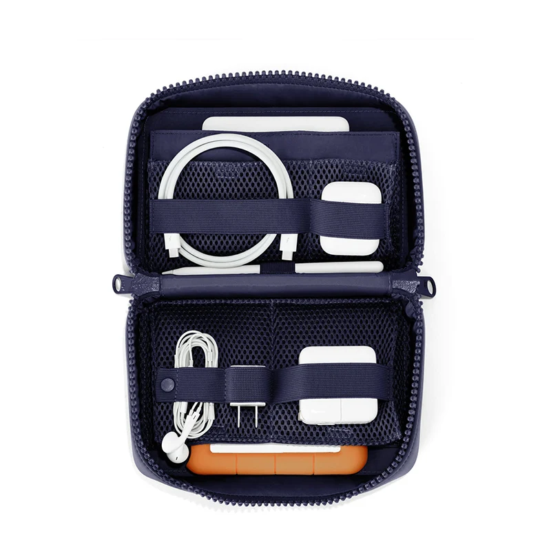 Neoprene waterproof Travel Carrying Organizer Bag Double Layers Electronic Accessories Carry Case