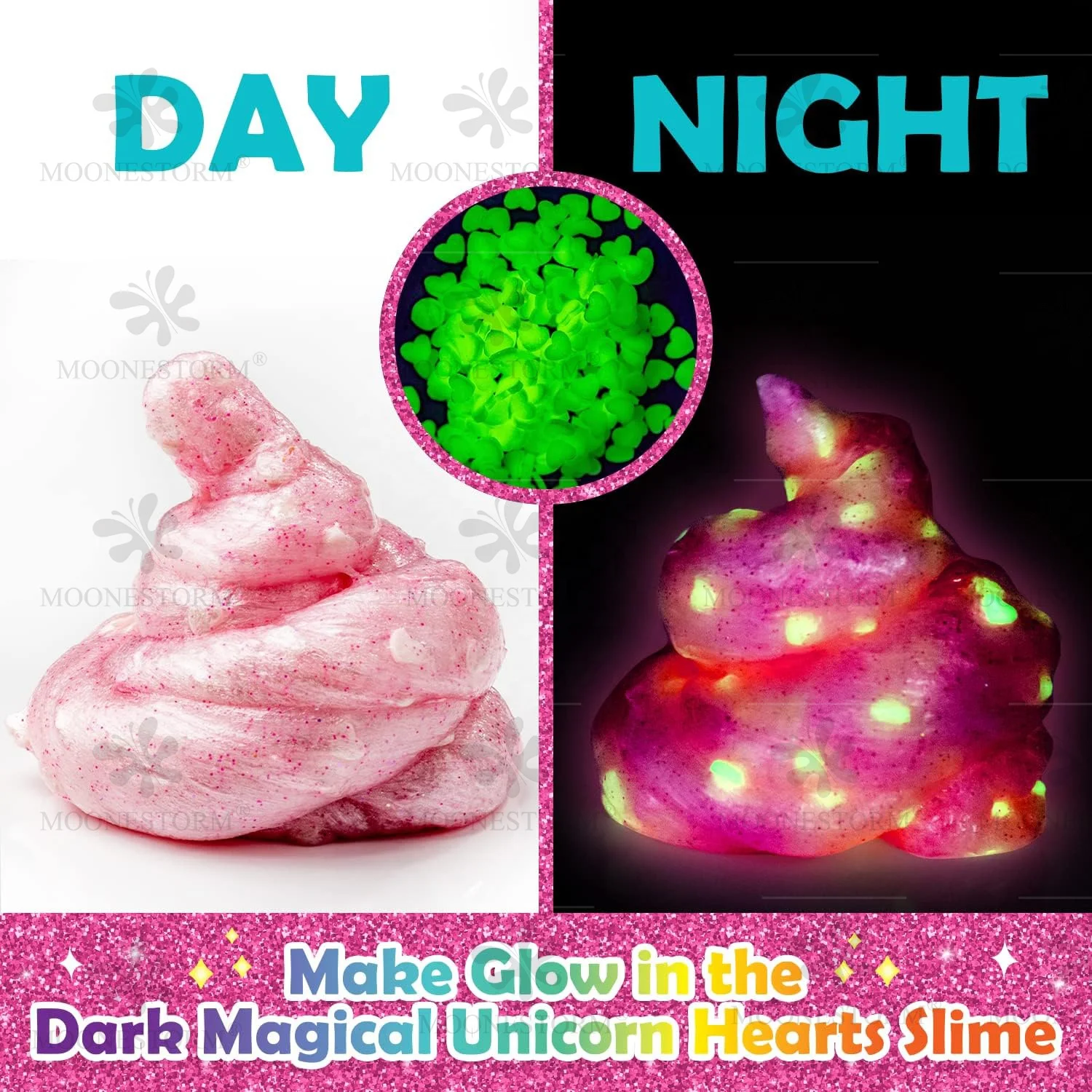 Fluffy Unicorn Slime Kit for Girls DIY Glow in The Dark Butter Slime Making Kit with Glitter Powder Magical Slime for Kids