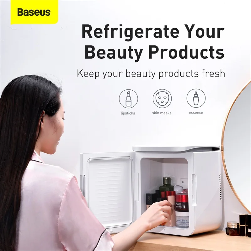 Baseus 220V EU 6L Mini Fridge Students Cooler and Warmer Refrigerator Home Use Ice Summer Mask Freezer
