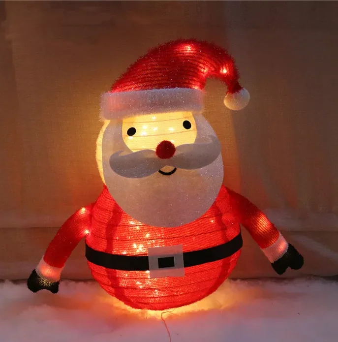 Fluffy foldable pop-up LED light up Christmas Santa Claus indoor and outdoor decoration
