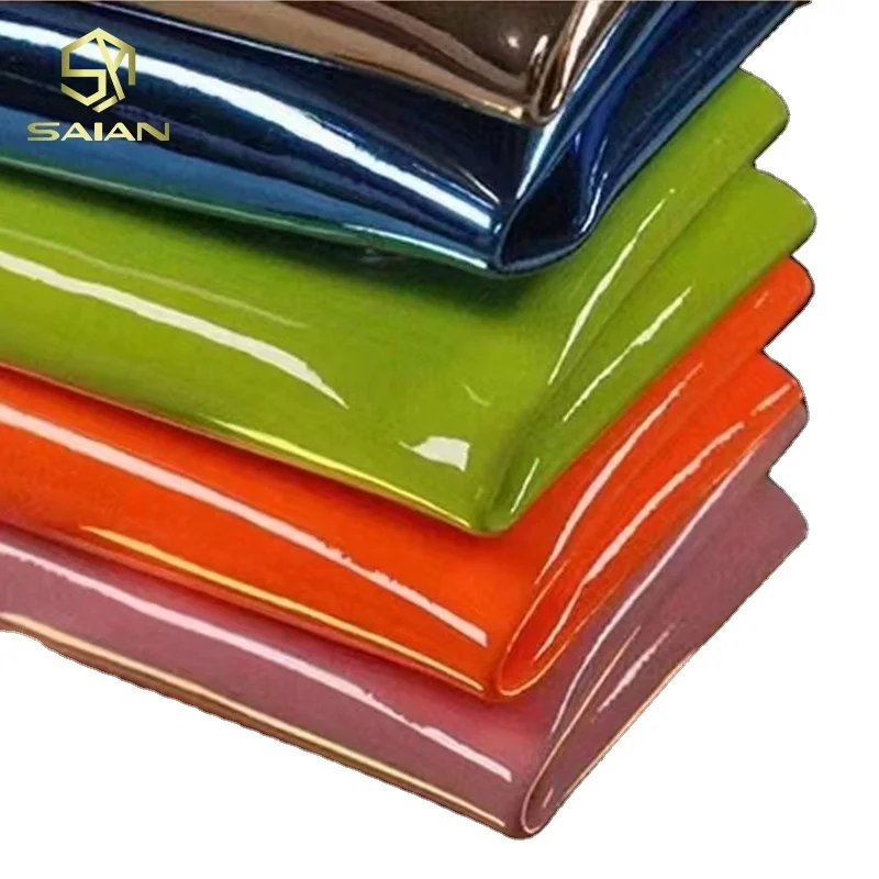Metal No Crease High Gloss Patent Leather Glossy PVC Super Glossy Mirror Fabric Faux Artificial Leather For Sofa Car Seat
