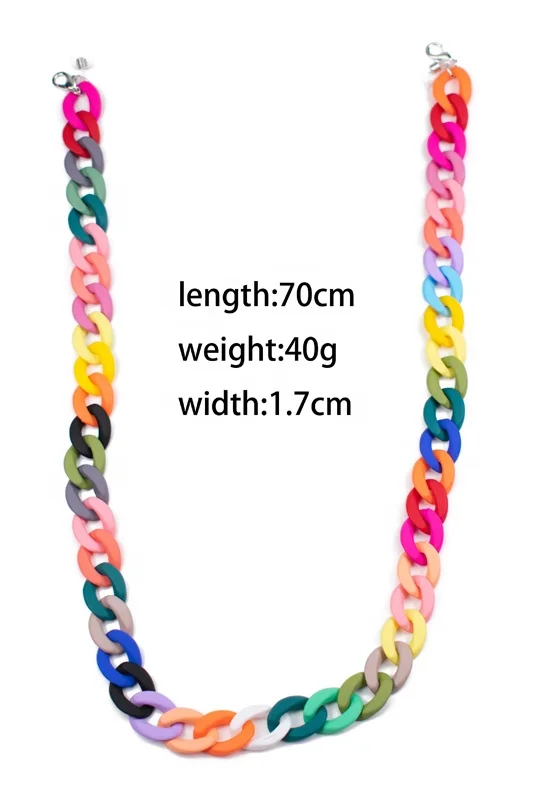 New Trendy Multiple colors 1.7*70cm Acrylic Chain eyeglass glasses lanyard face masking holder for glasses
