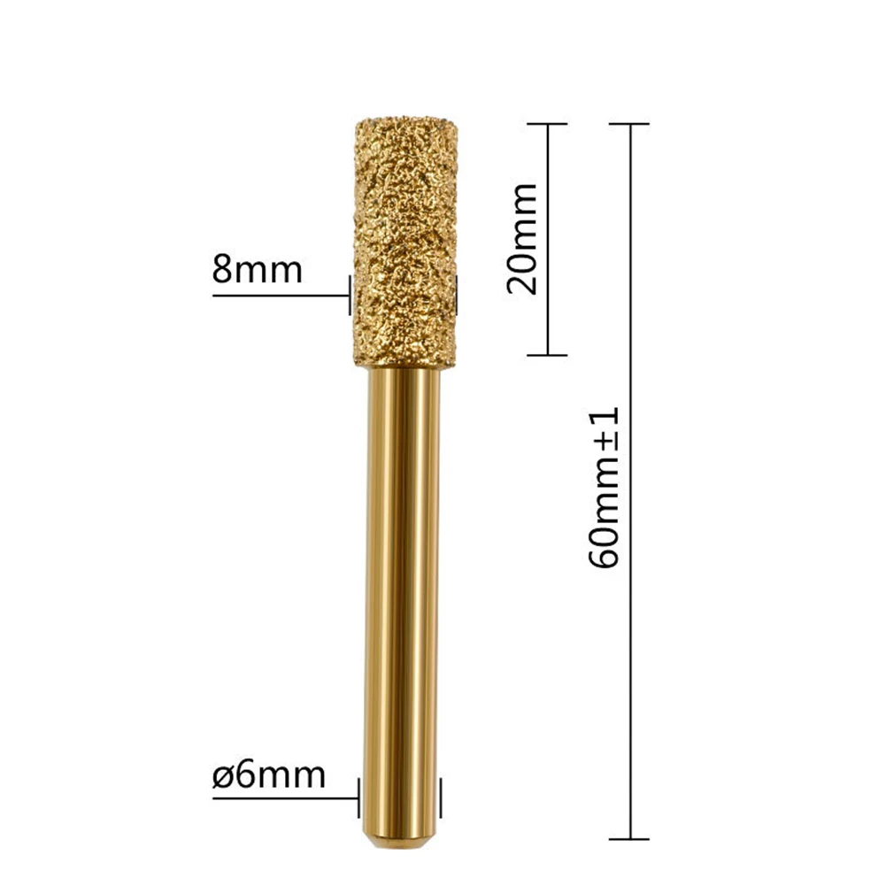 Vacuum Brazed Diamond Burring Head Grinding Bit Cylinder Type Filing Tools For Stone Polishing Rotary Tools Accessories