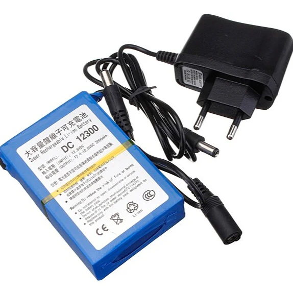 Super 12V 3Ah Rechargeable Li-ion polymer Battery Power Supply for Underwater Fishing Camera led box light