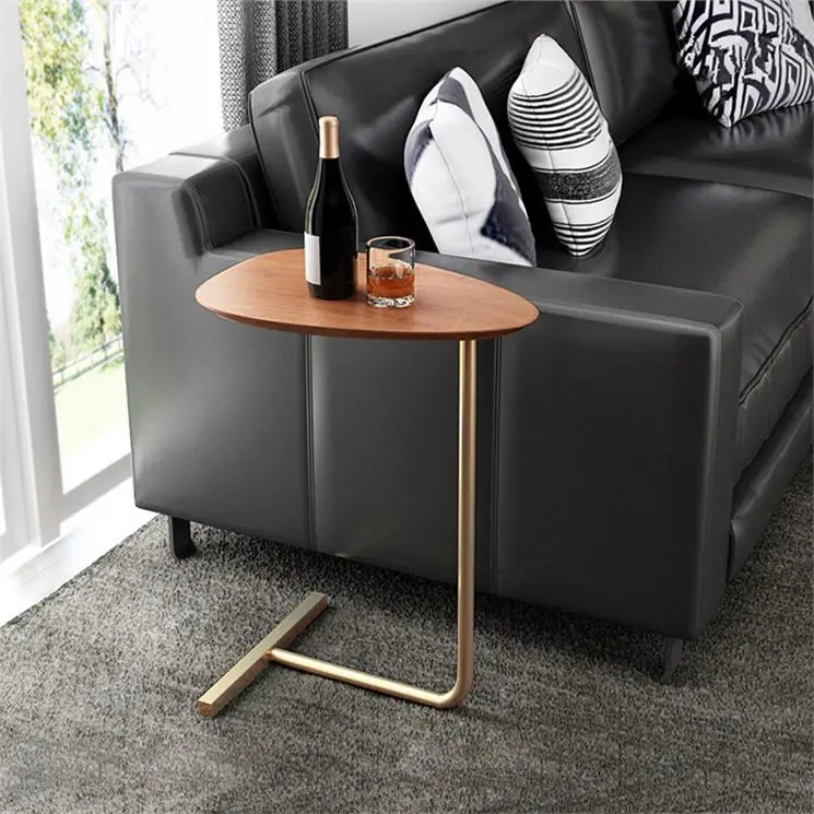 High production modern luxury steel round coffee table brown side tables for living room modern furniture for Supermarket